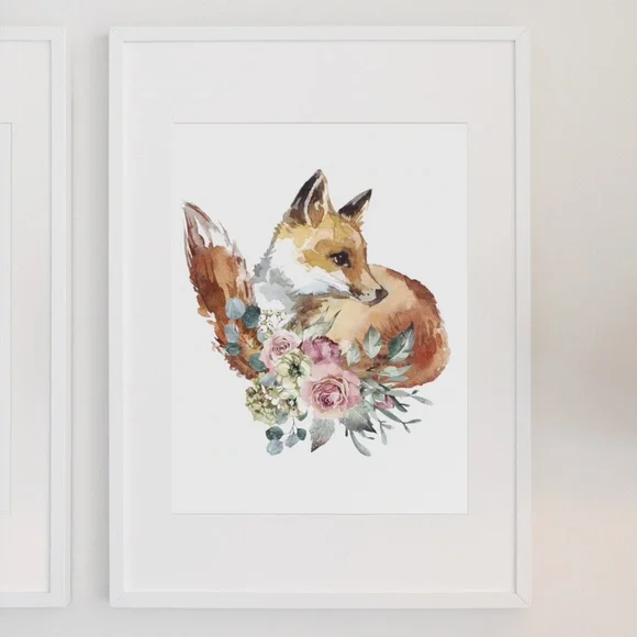 Watercolor Red Fox Wall Art Print Poster Illustration Unframed - Picture 4 of 17